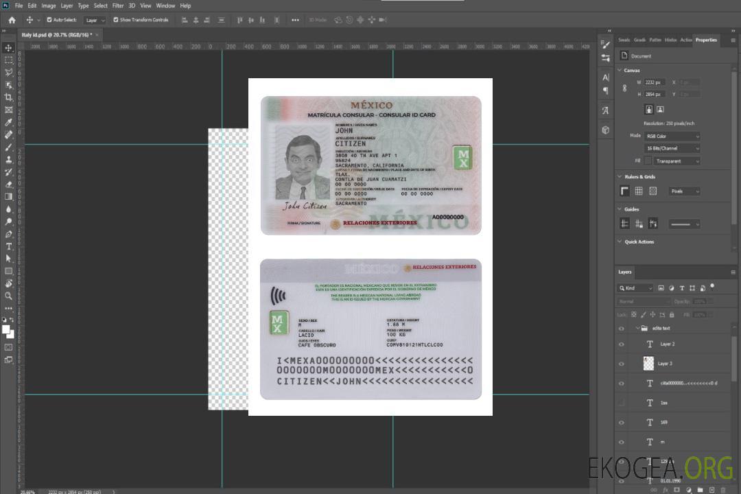 Carte d'identité consulaire du Mexique template Carte d'identité consulaire du Mexique template